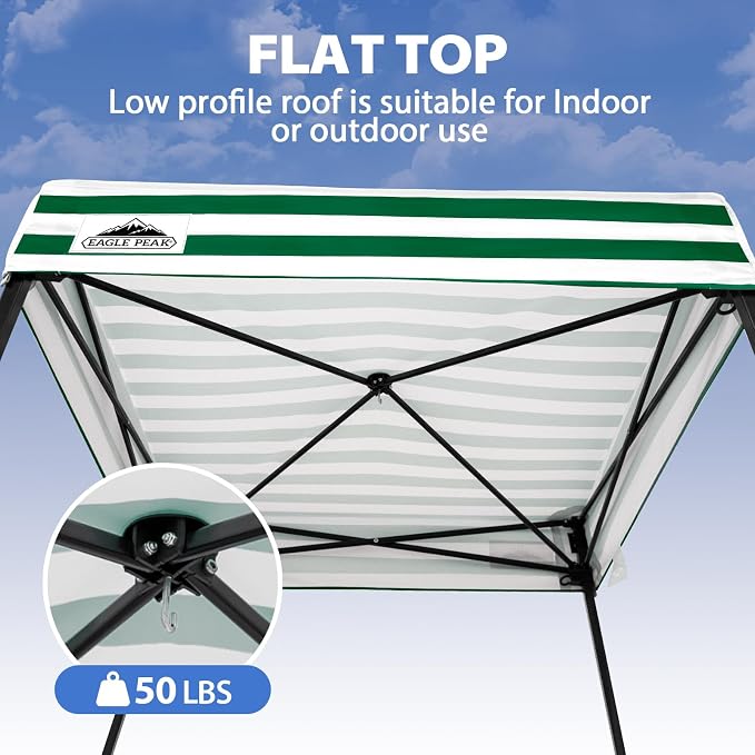 EAGLE PEAK 4x4 Pop Up Changing Tent, Flat Top Changing Room, White/Green | Portable, Privacy Tent, Pool Cabana, Dressing Room, Shower & Toilet Use, Opaque Fabric, Instant Setup, Photoshoots, Camping