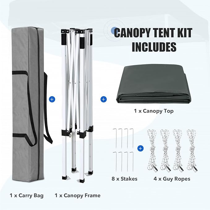 EAGLE PEAK 5x5 Pop Up Canopy Tent Instant Outdoor Canopy Easy Set-up Straight Leg Folding Shelter, Gray