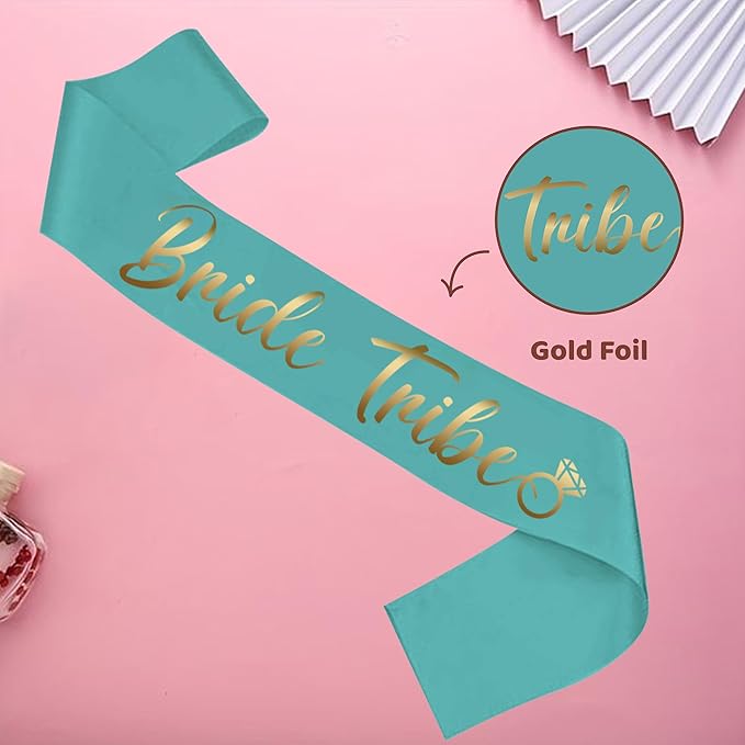LADY&HOME Bachelorette Party Sash Set-Bride Bridesmaid Sashes for Bachelorette Party Decorations,Bridal Shower Gift and Supplies (Mint Green,11pcs)
