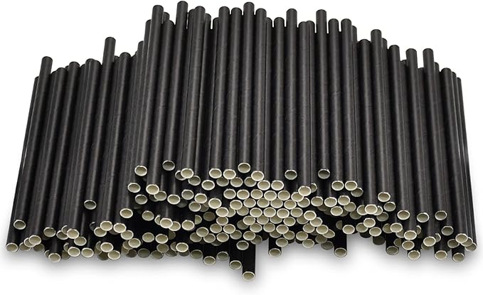 Paper Cocktail Straws 5 inch - 500 ct. Biodegradable Small Black Paper Drinking Straws Bulk for Short Drinks, Restaurant, Bar, Food Services