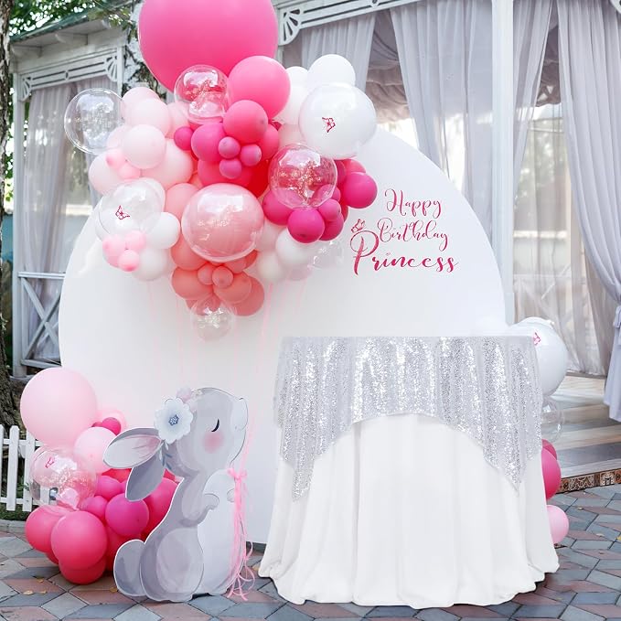 Poise3EHome Silver Sequin Tablecloth 50×50 Inch Square Sequin Fabric Table Cover Overlay for Christmas Baby Shower Birthday Party Wedding Holiday Cake Table Decoration