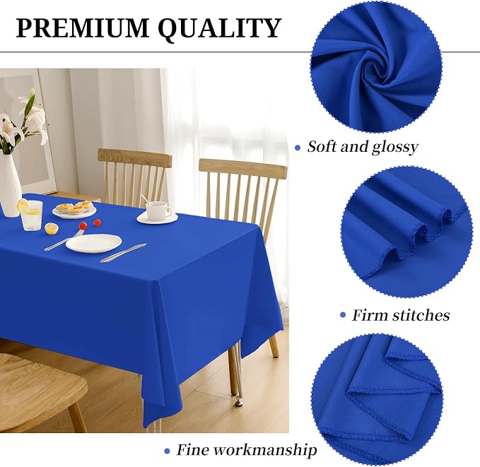 12 Pack Polyester Tablecloth -60 x 126 Inch Royal Blue Table Cloth for 8 Feet Rectangle Tables, Stain and Wrinkle Resistant Washable Fabric Table Cover for Wedding Party Banquet Restaurant Kitchen