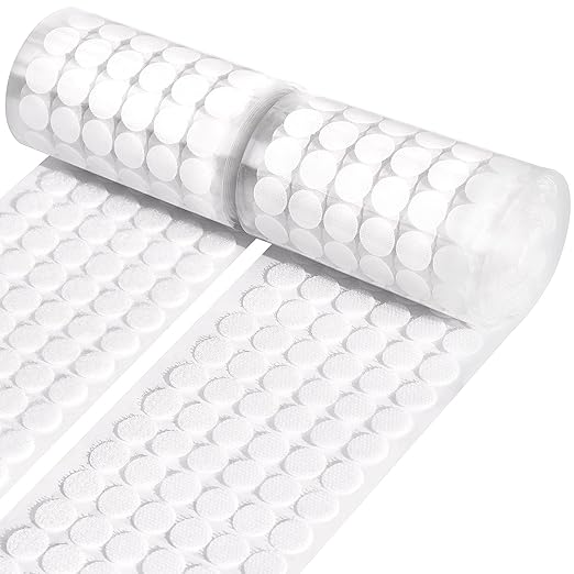 WXBOOM 2000pcs (1000 Pairs) 0.59" Self Adhesive Dots, White Hook & Loop Dots Waterproof Sticky Back Nylon for School Classroom Office Home 15mm/0.59" Diameter