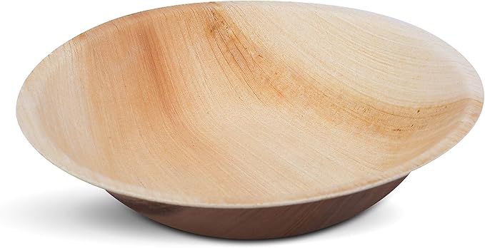 Raj Disposable Palm Leaf Bowls (50 Count, 6.5" Bowl) Strong Bowls Like Bamboo Party Bowl - Decorative Compostable Tableware for Lunch, Dinner, Birthday, Outdoor, BBQ, Picnic, Parties