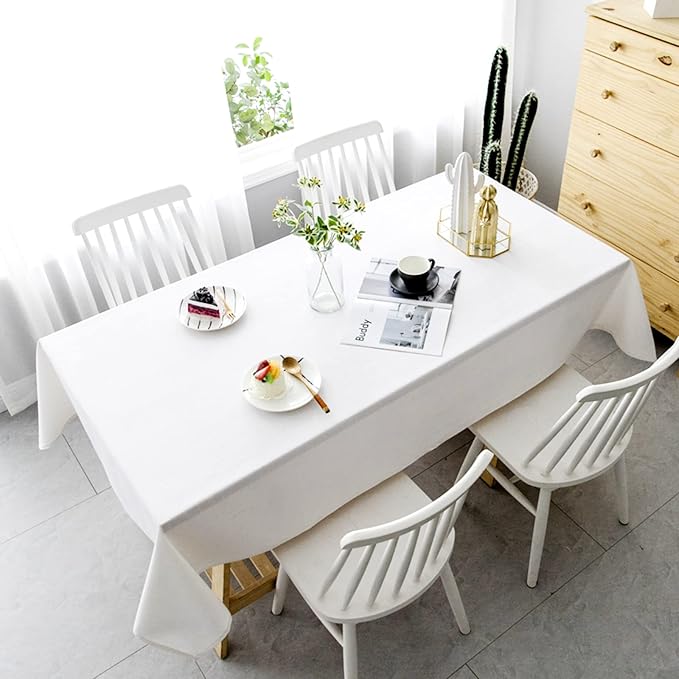 6 Pack Tablecloth 60 x 126 inch Polyester Table Cloth for 8 Foot Rectangle Tables,Stain and Wrinkle Resistant Washable Fabric Table Covers Polyester White Table Clothes for Wedding,Party,Banquet