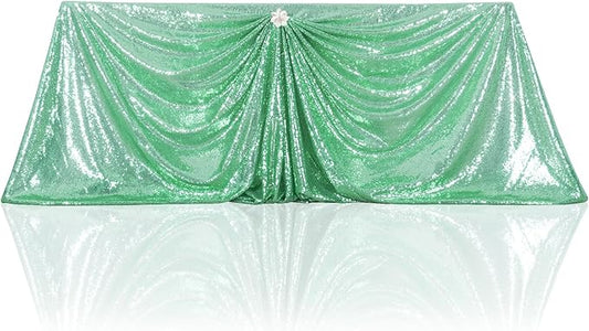 PartyDelight Sequin Tablecloth Mint Green 90"x132" Table Cloth for Wedding Dinning Table Rectangular