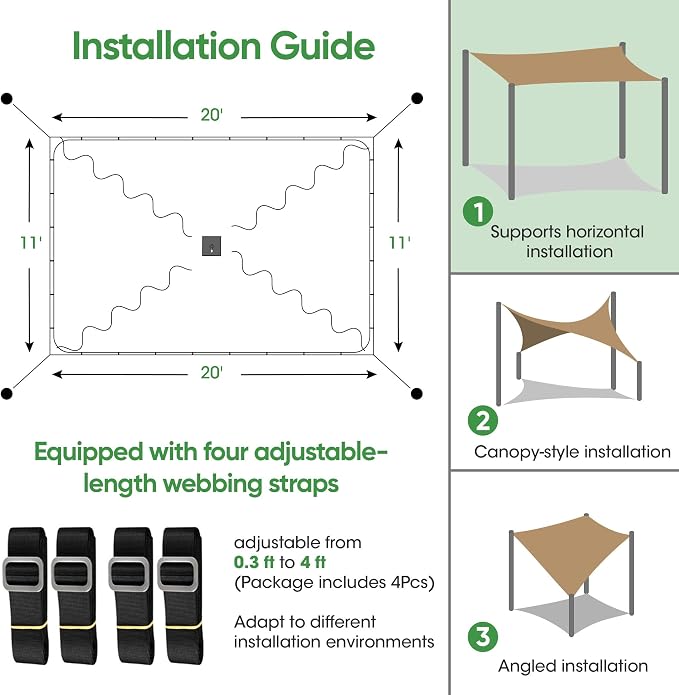 SIHAIAN 11 x 20 Ft Carport Replacement Canopy Cover(No Frame), Easy to Set up Carport Canopy, 500D Heavy-Duty Garage Top Tent Shelter Tarp Waterproof and UV Protected (Only Canopy Cover) Beige