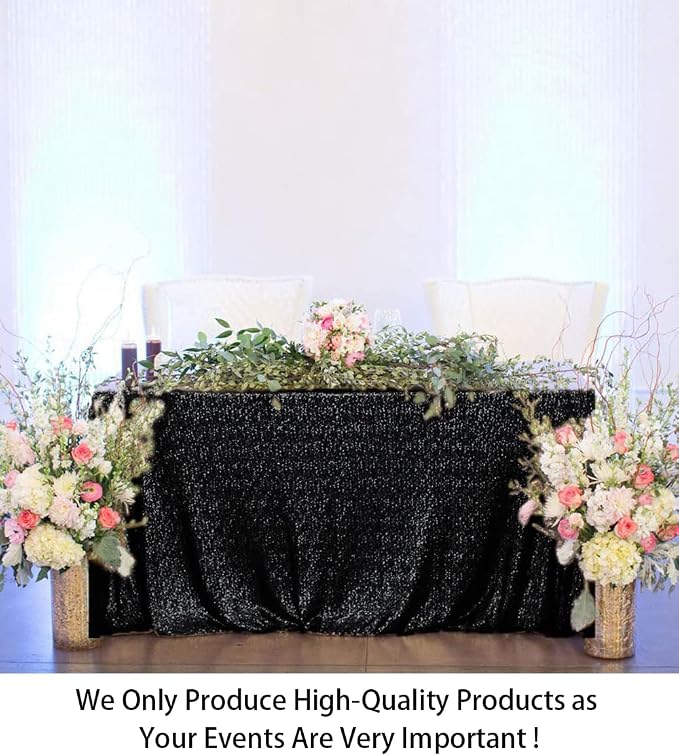 ShiDianYi Black Sequin Tablecloth 60x102-Inch Black Linen Tablecloth Party Decorations Rectangular Tablecloth Christmas Tablecloths Dining Tablecloth Oblong