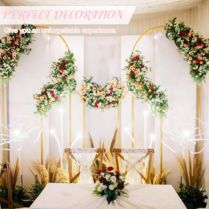 Metal Arch Stand and Cover Set,1 Pink Spandex Fitted Backdrop with 1 Gold Wedding Arched Stand Frame for Parties Birthday Baby Shower Bridal Banquet Decoration (6FT)