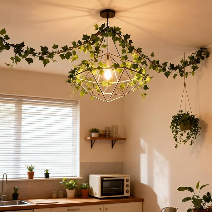 ucky 4Pack Total 24FT Green Fake Vines Ivy Leaves Vines for Bedroom Greenery Garland Fake Leaves Leaf Wall Decor Faux Hanging Vines Plants Outdoor Garland
