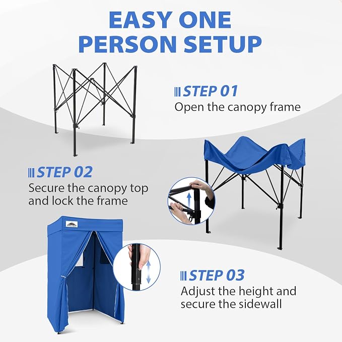 EAGLE PEAK 4x4 Pop Up Changing Tent, Flat Top Changing Room, Blue | Portable, Privacy Tent, Pool Cabana, Dressing Room, Shower & Toilet Use, Opaque Fabric, Instant Setup, Photoshoots, Camping