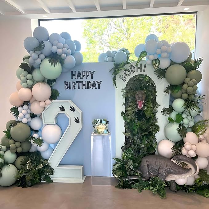 Dusty Green Double Stuffed Balloons Different Size 115Pcs 5/10/12/18" Sage Green Balloons Garland kit for Birthday Baby Shower Wedding Engagement Bridal Shower Party