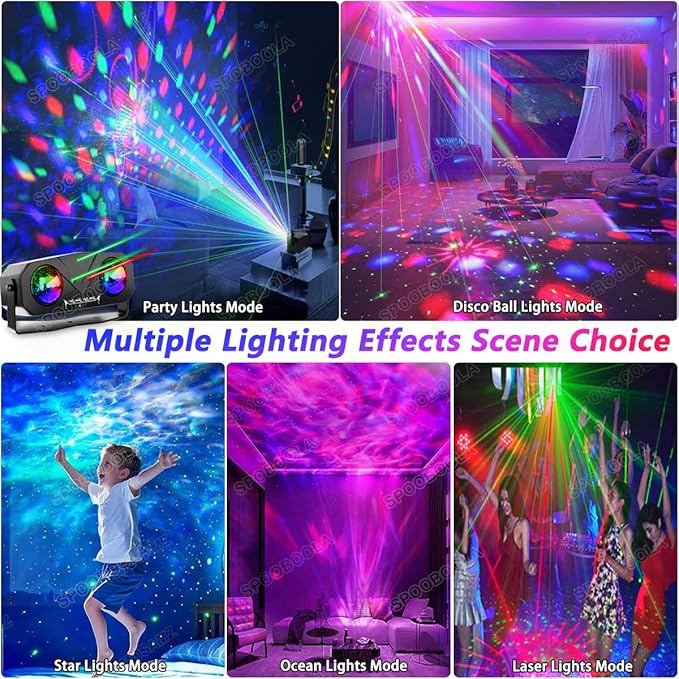 Disco Ball Light,Party Disco Strobe Ocean Star Projector Dj Dance Light Sound Activated with Remote Control Stage Rave for Parties Bar Birthday Wedding KTV Christmas Halloween Dancing Décor