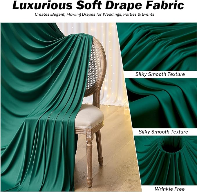 20ft×12ft Forest Green Backdrop Curtains for Wedding Parties, 4 Panels Wrinkle Free Polyester Photo Backdrop Drapes Back Drop Cloth for Birthday Photography Background