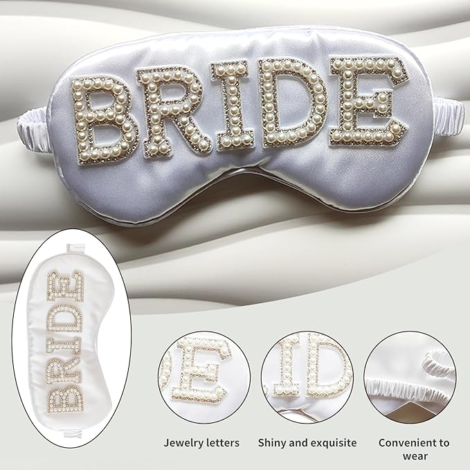 3 Pcs Bride Hair Clip, Bride Claw Clip Sash and Sleep Mask, Bridal Claw Clips Eye Mask, Bachelorette Sash, Bridal Bachelorette for Party Hair Clips, Bridesmaid Wedding Accessories Party Gifts