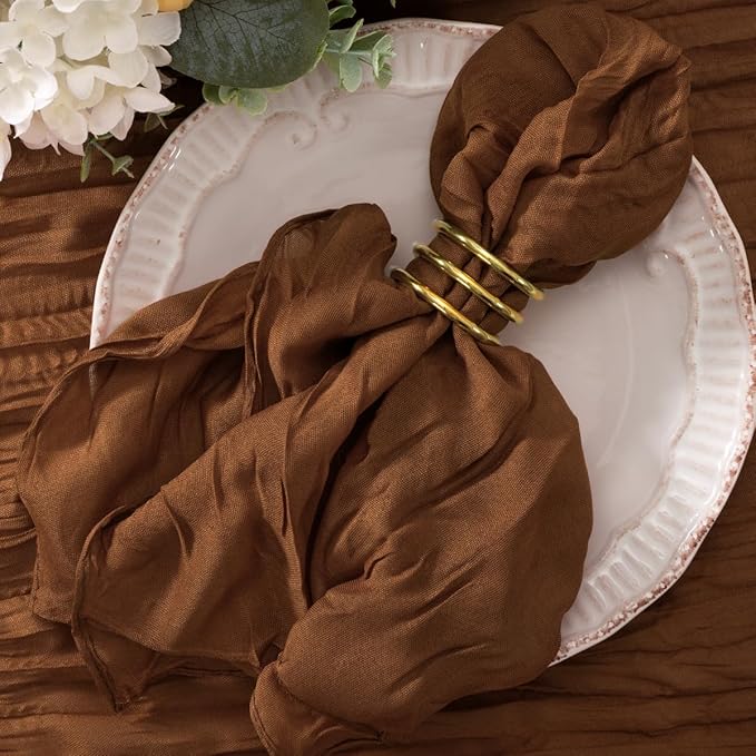 50 Pack Brown Cheesecloth Napkins Cloth Washable Spring Summer Cloth Napkins Set of 50 Bulk 21x21 Inches for Wedding Baby Bridal Shower Birthday Dinner Party Table Decor