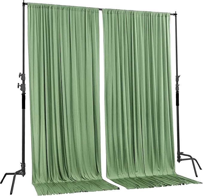 AK TRADING CO. 10 feet x 8 feet IFR Polyester Backdrop Drapes Curtains Panels with Rod Pockets - Wedding Ceremony Party Home Window Decorations - SAGE Green