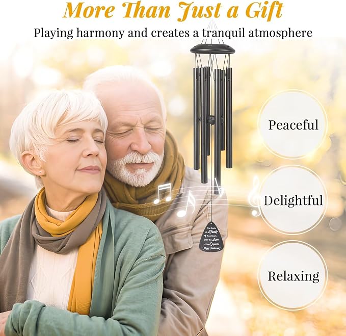 40th Anniversary Wind Chimes Gifts for Men Women,Romantic 40 Year Anniversary for Couples, Wife, Husband, Parents, Friends, 40th Wedding Gifts Idea of Happy Anniversaries Decorations,Black