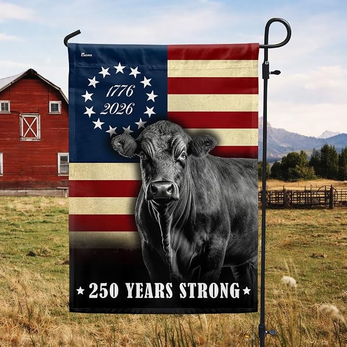 FLAGWIX 250 Years Anniversary Cattle Flag - Polyester Double-sided Yard Flags For Outside House Flag (29.5" x 39.5") - 4th of July Decorations for Home Yard Garden Decor Banner, Gifts For Men Women