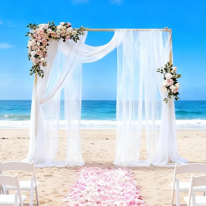 8 FT x 8 FT Square Backdrop Stand Square Arch Wedding Arches Adjustable Pipe for Ceremony Wedding Party Birthday Baby Shower Anniversary Arbor Balloon Decoration（Gold）