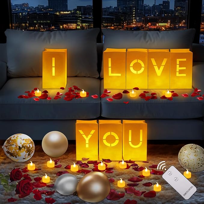 I Love You Sign, I Love You Light Up Letters with 24 LED Lights Candles | Valentines Day Decorations with Remote Control, Happy Anniversary Decorations for Favorite People Outdoor Indoor