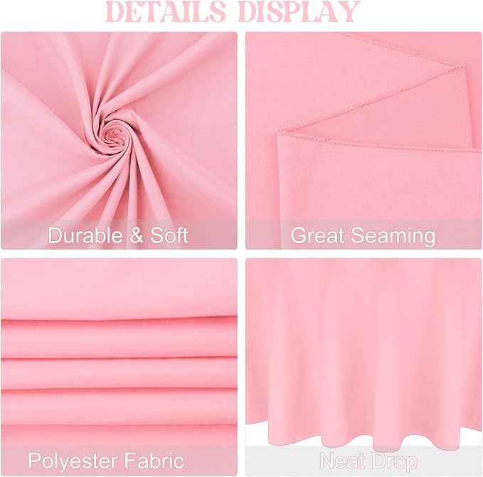 4 Pack Round Tablecloth 90 Inch Polyester Washable Fabric Table Covers for Wedding Dining Table Parties Banquet Decor（Pink）