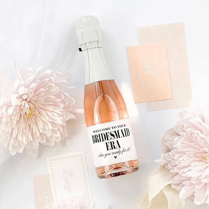 Bridesmaid Era Mini Champagne Labels, Set of 10, Bridesmaid Proposal Labels, Will You be My Maid of Honor or Bridesmaid Gift, Bridesmaid Box Idea