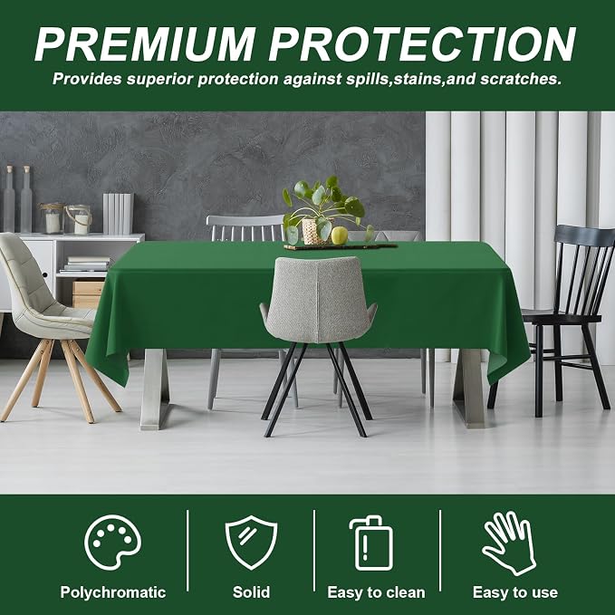 54IN X 160FT Plastic Table Cover Roll with Cutter Box, Cut to Size Plastic Table Cloths for Parties, Birthday, Disposable Tablecloth Roll for All Shape Tables (Green, 54 Inch X 160 Feet)