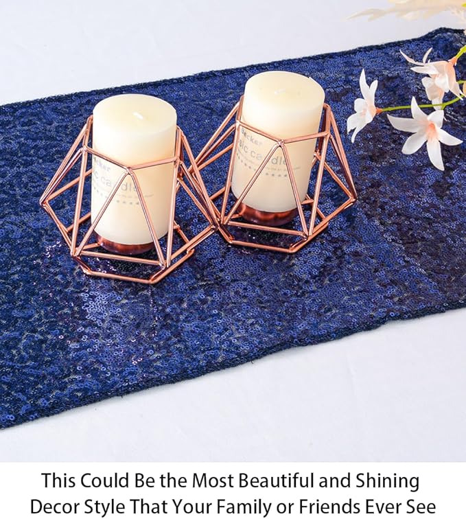 ShinyBeauty Navy Blue Table Runner 12in x 108in Pack of 1 Navy Sequin Table Runner 108 Inches Long Wedding Table Runner Glitter Table Runner for Parties Sequence Table Runners for Dining Room