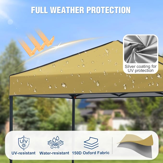 6x4 Pop Up Canopy Tent, Instant Portable Beach Canopy, Outdoor Tent with Carry Bag for Camping, Sports, Tailgating, Events, Beige