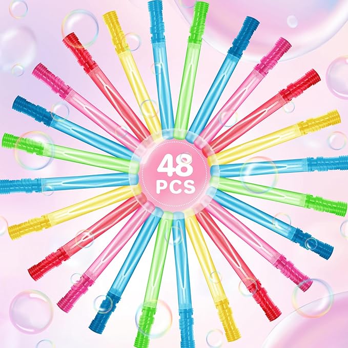AuroTops 48PCS 15'' Big Bubble Wands Bulk, Assorted Colors Bubble kit, Bubble Party Favor for Kids, Summer Indoor/Outdoor Activities, Easter, Goodie Bags, Birthday, Carnival Prizes, Wedding