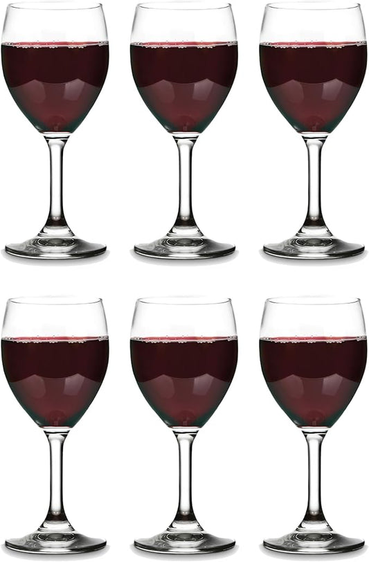 Vikko 8.5 Ounce Small Wine Glasses Set of 6, Fancy Red and White Wine Glass, Durable Stem, Copas De Vino Dishwasher Safe
