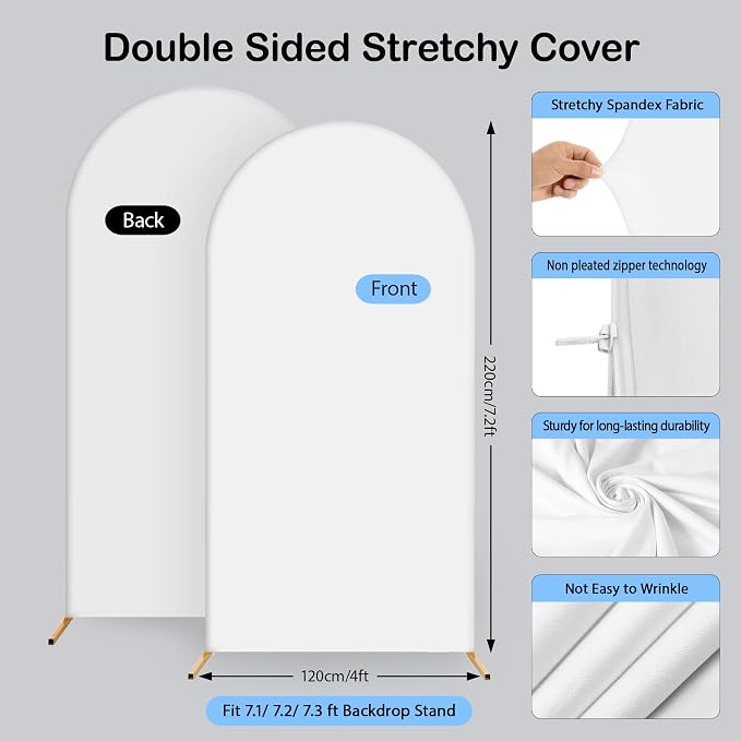 Metal Arch Backdrop Stand and Cover Set, 6.6 FT Metal Balloon Arch Backdrop Stand for Birthday Party Baby Shower Wedding Ceremony Event Decorations