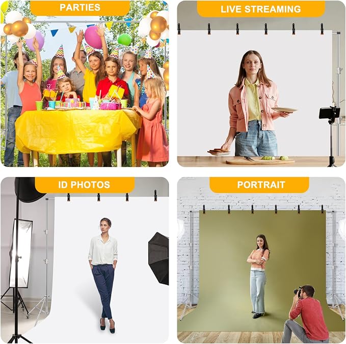 Photo Backdrop Stand 8.5 x10Ft Stainless Steel Heavy Duty Back Drop Adjustable Stand with Clamps Clips Carry Bag, Background Support System Kit, Backdrop Frame for Photography, Party, Wedding