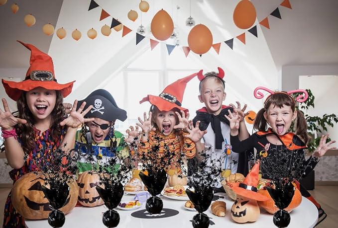 FUBININA 6 Pack Halloween Table Centerpieces Party Table Decoration Metallic Foil Spray Centerpiece Star Black Decor Indoor for Birthday Wedding Anniversary Graduation Holiday Party Supplies
