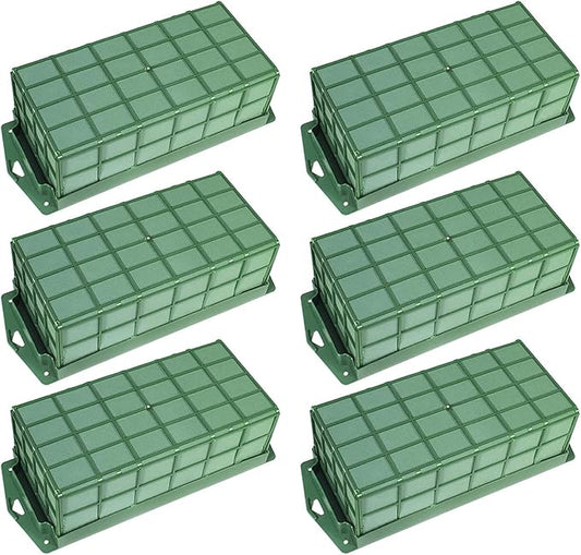 Green Floral Foam Cage Flower Holder with Floral Foam for Fresh Flowers Cage Bowl for Rectangle Table Centerpiece Floral Set (6)