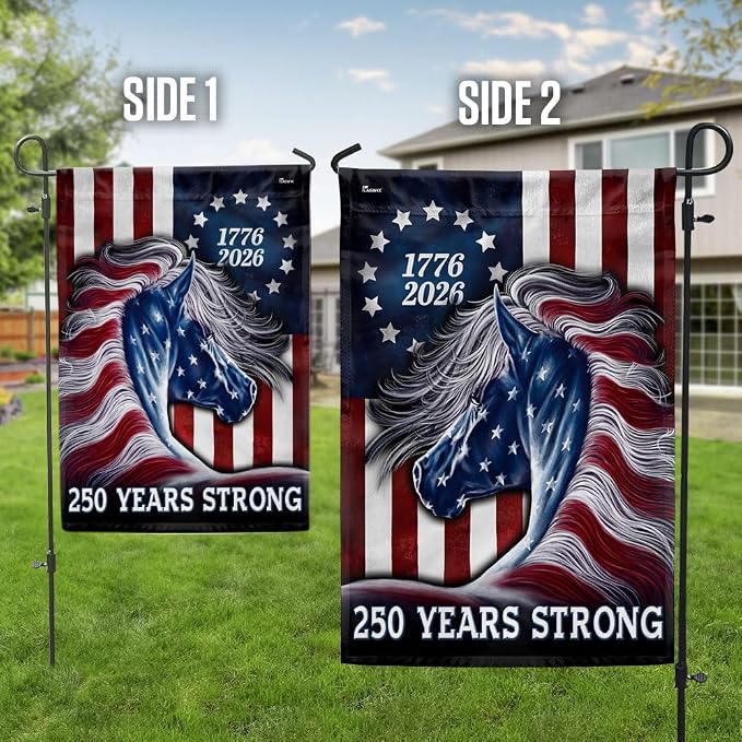 American Flag-Patriotic Horse Flag, 250 Years Strong Patriotic Horse 4th Of July US Flag, House Flag (29.5" x 39.5")-USA Premium Polyester
