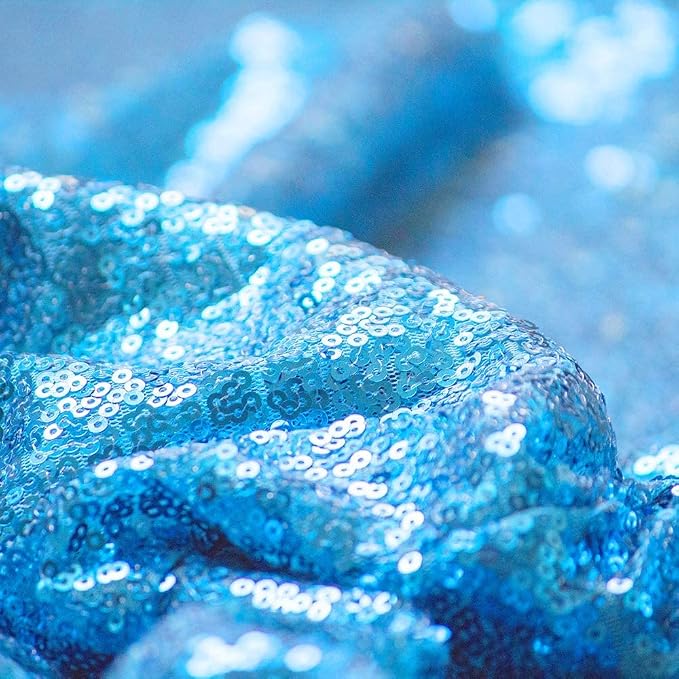 Baby Blue Sequin Tablecloth 120" Round Sequin Tablecloth Shimmer Table Cloth Sparkly Drape Table Cover Decorations for Engagement Weddings Party Baby Bridal Shower Decorations