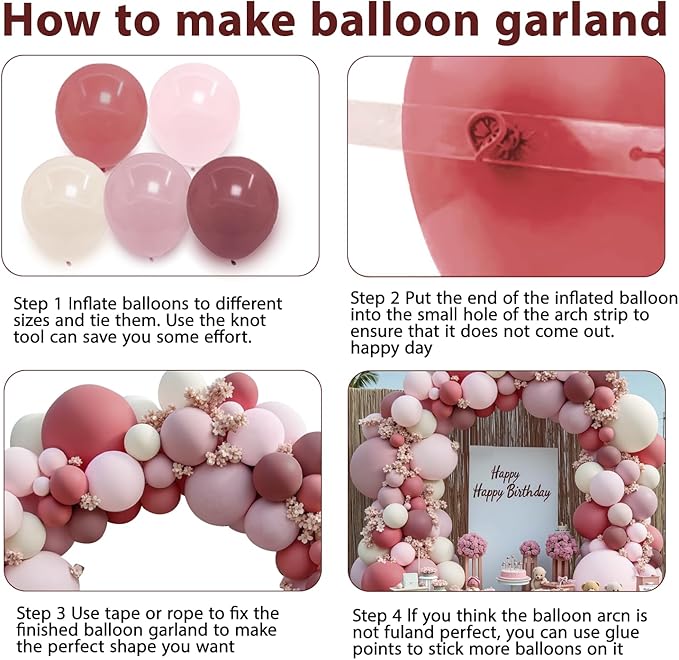 Dusty Rose Pink Balloon Arch Kit, Double Stuffed Pastel Light Pink Balloons With Peach Blush Beige Light Muave Balloon for Birthday Wedding Graduation Party Decorations
