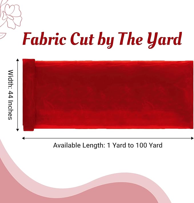 MDS Pack of 85 Yard Sheer Organza Fabric for Wedding Party Home Event Banquet Decorations, Backdrop Curtain Craft Dress Sewing Fashion DIY Crystal Organza Tulle Fabric Bolt 44” Wide - Red