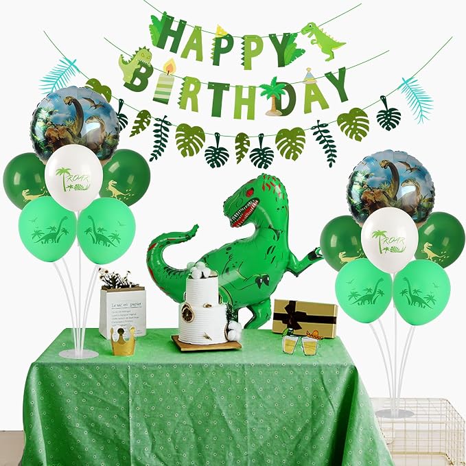Dinosaur Birthday Decorations, Dinosaur Theme Party Decorations Include Table Centerpieces 2 Sets, Dino saur Balloons, Happy Birthday Banner, for Boys Dinosaur Decorations, Jungle Theme Party Decor