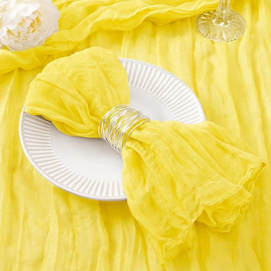 DeZerlor 30 Pack Lemon Yellow Cheesecloth Napkins Christmas Cloth Napkins Set of 30 Yellow Holiday Dinner Napkins Bulk 21x21 Inches for Wedding Bridal Shower Baby Shower Xmas Parties