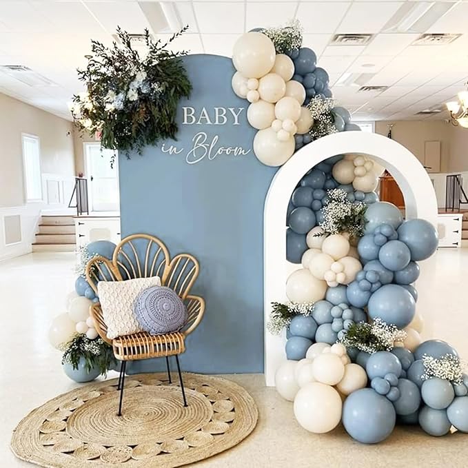 Set of 2 Wedding Arch Stand Cover Round Top Spandex Fitted Arch Cover for Baptism Birthday Party Baby Shower Wedding Arch Stand Decoration（7.2FT, 6.6FT, Dusty Blue）