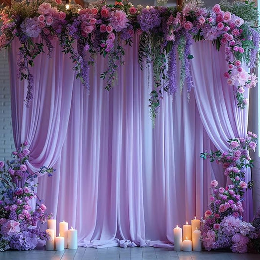20x10ft Wrinkle Free Lavender Backdrop Curtain for Parties Soft Fabric Drapes Wedding Curtain Backdrop for Birthday Party Decorations Background for Photography 5x10ft,4 Panels