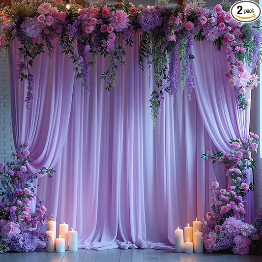 10x10ft Wrinkle Free Lavender Backdrop Curtain for Parties Soft Fabric Drapes Wedding Curtain Backdrop for Birthday Party Decorations Background for Photography 5x10ft,2 Panels