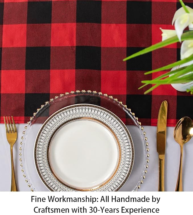 ShinyBeauty Buffalo Plaid Table Runner 13''x72'' Red and Black Check Christmas Table Runner Gingham Table Runner for Family Dinner Outdoor or Indoor Parties Thanksgiving Christmas & Gathering