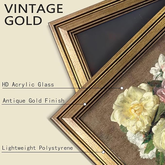 12x16 Picture Frame – Vintage Gold Picture Frames for Tabletop & Wall Mount, 12 x 16 Photo Frame for Living Room, Bedroom, Office Décor & Wedding Anniversary Housewarming