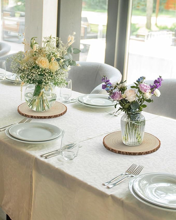Set of (10) 11-12 Inches Large Wood Slices, Wood Centerpieces for Tables, Wood Slices for Centerpieces, Unfinished Wood Rounds for Wedding, Baby Shower, Party, Natural Paulownia Wooden Slabs