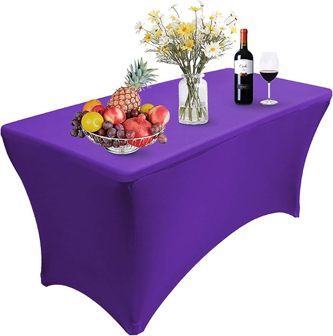 RELIANCER 1 Pack Stretch Spandex Table Covers for Rectangular Tables,4FT Elastic Fitted Tablecloth,Universal Rectangular Table Cloth Protector for Outdoor Party,Wedding,Bar,Birthday,Banquet,Events
