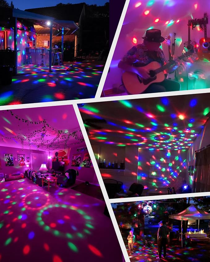 Luditek 4-Pack Disco Ball Light, Sound Activated DJ Strobe Light w/Remote, Battery Powered USB, Portable Party Supplies for Indoor Large Home Room Dance Karaoke Christmas Decorations